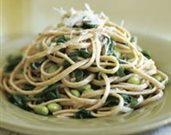 Whole Wheat Linguine with Arugula and Edamame
