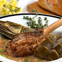 Braised Lamb Shanks with Artichokes and Fava Beans: Main Image