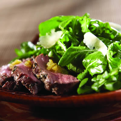 Image of Grilled Lamb Loin Arugula Salad With Shaved Parmesan And Olive Jam, Walmart