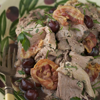Image of Shaved Leg Of Lamb With Fresh Cherries, Pancetta And 