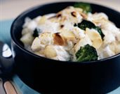 Cauliflower and Broccoli Gratin with Goat Cheese