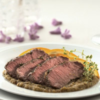 Lamb Loin with Eggplant-Orange Puree: Main Image