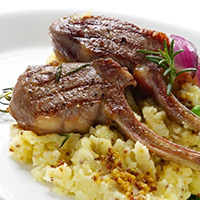 Grilled Racks of Lamb with Fig Vinaigrette and Herbed Potatoes: Main Image