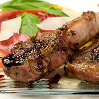 Lamb Chops With Fresh Bell Peppers and Basil: Main Image