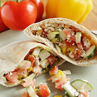 Lamb Pita Pockets with Roasted Peppers, Cucumbers, and Feta: Main Image