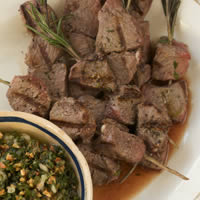 Grilled Lamb Skewers with Almond Salsa Verde: Main Image