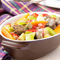 Lamb with Roasted Zucchini, Peppers, and Eggplant: Main Image