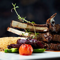 Pesto Grilled Lamb Chops with Couscous and Mediterranean Salsa: Main Image