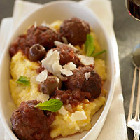 Tomato and Olive-Braised Lamb Meatballs with Soft Polenta: Main Image