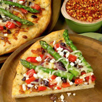 Asparagus Pizza with Red Bell Pepper, Olive, and Feta Cheese: Main Image