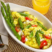 Fresh Asparagus Scramble with Herbed Cream Cheese &amp; Tomatoes: Main Image