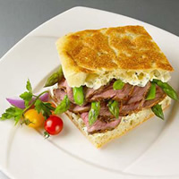 Lamb and Asparagus Sandwich with Caper-Herb Sauce: Main Image