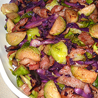 Brussels Sprouts and Red Cabbage with Bacon: Main Image