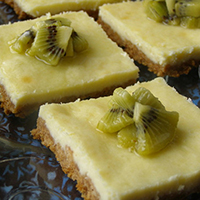 Cheesecake Bars with Lime-Glazed Kiwi Garnish: Main Image