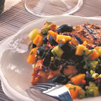 Grilled Floribbean Chicken with Tropical Olive Salsa: Main Image