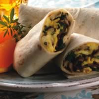 Bacon, Egg, and Mushroom Burritos: Main Image