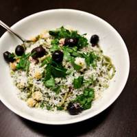 Pesto Pasta with Garbanzo Beans and Olives: Main Image