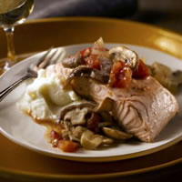 Provençal Poached Salmon Dinner with Mushrooms: Main Image