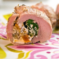 Stuffed Pork Tenderloin with Spinach, Apricots and Goat Cheese: Main Image