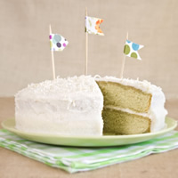 Matcha Vanilla Bean Cake with Coconut Buttercream Icing: Main Image