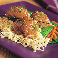 Asian Veal Meatballs with Noodles: Main Image