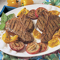 Beef Steaks with Parmesan-Grilled Vegetables: Main Image