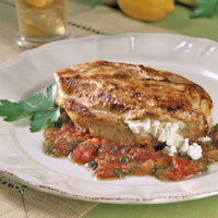 Feta Filled Chicken Breasts with Cumin, Tomatoes, and Mint: Main Image