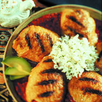 Peruvian Grilled Chicken Thighs with Tomato-Cilantro Sauce: Main Image