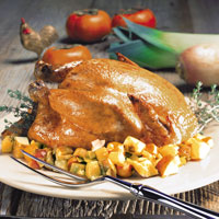 Roast Chicken with Spiced Mushroom and Vegetable Stuffing: Main Image