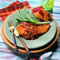 Tortilla Crusted Chicken Paillard with Sacaton Relish: Main Image