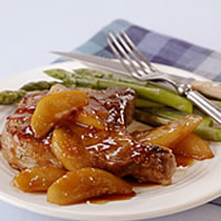 Pan-Seared Chops with Pear and Soy-Ginger Glaze: Main Image