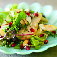 Pear Salad with Pomegranate Honey-Dijon Dressing and Blue Cheese Crumbles: Main Image