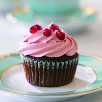 Pomegranate Velvet Cupcakes with Pomegranate Cream Cheese Frosting: Main Image