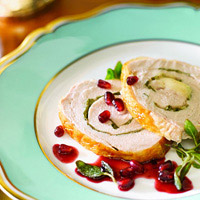 Sage-Roasted Turkey Breast with Pomegranate Butter and Manchego Cheese: Main Image