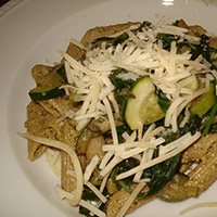 Whole Wheat Penne with Walnut Sage Pesto, Spinach, and Zucchini: Main Image
