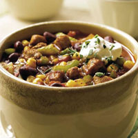 Mexican Pork and Bean Chili and Shredded Lettuce Salad: Main Image