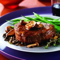 Beef Tenderloin with Savory Saucy Mushrooms and Lentils: Main Image