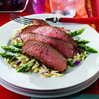 Grilled Peppery Top Round Steak with Parmesan Asparagus: Main Image