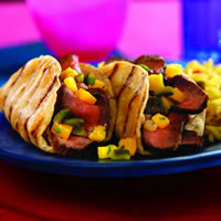 Grilled Steak Tacos with Poblano-Mango Salsa: Main Image