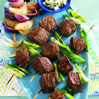 Onion Lover's Grilled Steak Kabobs with Crumbled Blue Cheese: Main Image