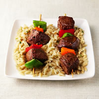 Sizzling Sirloin Kabobs on a Bed of Orzo: Main Image