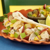 Spicy Fish Tacos with Pear Mango Salsa: Main Image