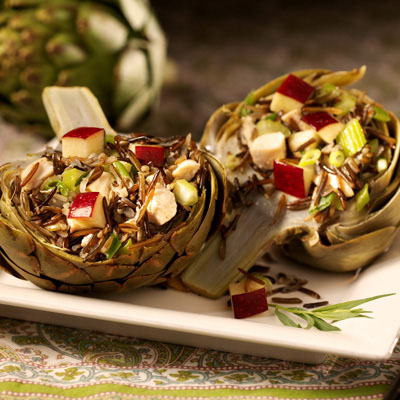Artichokes Stuffed with Chicken and Wild Rice: Main Image