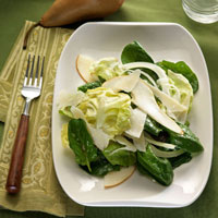 Pear and Spinach Salad with Parmesan Vinaigrette: Main Image