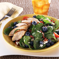 Blueberry and Spinach Salad with Hot Bacon Dressing: Main Image