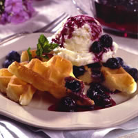 Dessert Waffles with Spiced Blueberry Sauce: Main Image