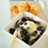 Blueberry Risotto Fritters with Blueberry-Ginger Sauce: Main Image