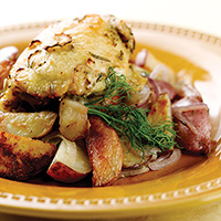 Roasted Chicken with Potatoes, Fennel, and Onions: Main Image